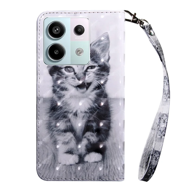 For Xiaomi Redmi Note 13 Pro 5G / Poco X6 5G Cell Phone Cases Leather Cover with Printing Pattern - Cat
