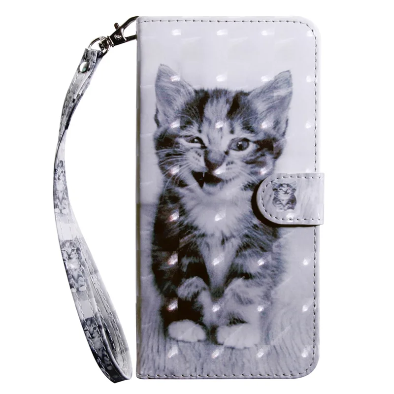 For Xiaomi Redmi Note 13 4G Leather Case 3D Pattern Printing Phone Wallet Cover - Cat