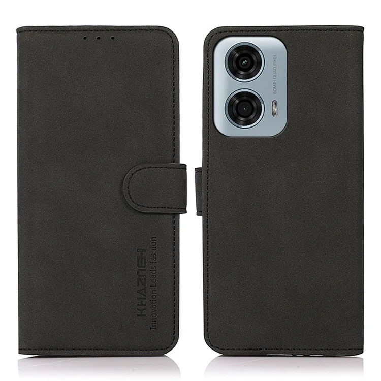KHAZNEH Per Motorola Moto E14 4G / G04 4G / G04s 4G / G24 4G Custodia Supporto per Telefono Wallet Custodia per Cellulare con Slot per Schede - Nero