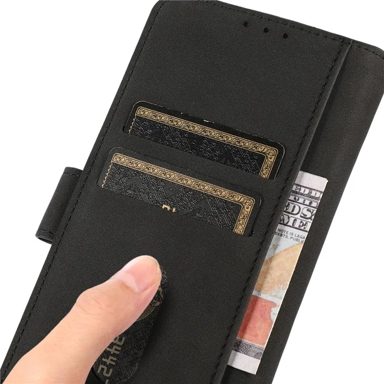 KHAZNEH Per Motorola Moto E14 4G / G04 4G / G04s 4G / G24 4G Custodia Supporto per Telefono Wallet Custodia per Cellulare con Slot per Schede - Nero