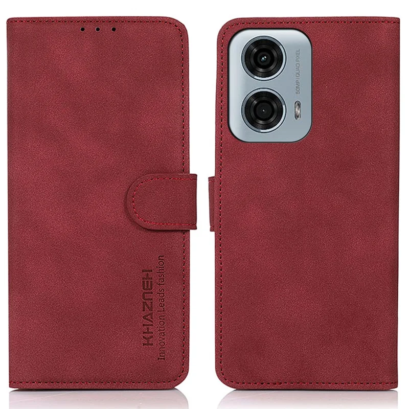 KHAZNEH Phone Case for Motorola Moto G34 5G Cover Wallet Anti-Scratch Phone Stand Shell - Red