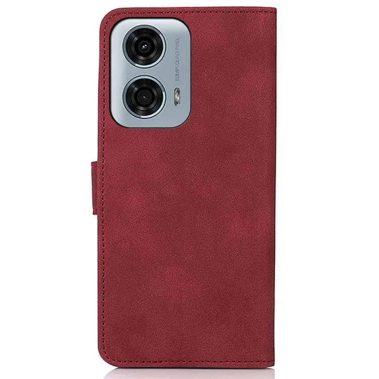 Estuche Telefónica Khazneh Para Motorola Moto G34 5G Cubierta de la Billetera Anti-Scratch Phone Stand Shell - Rojo