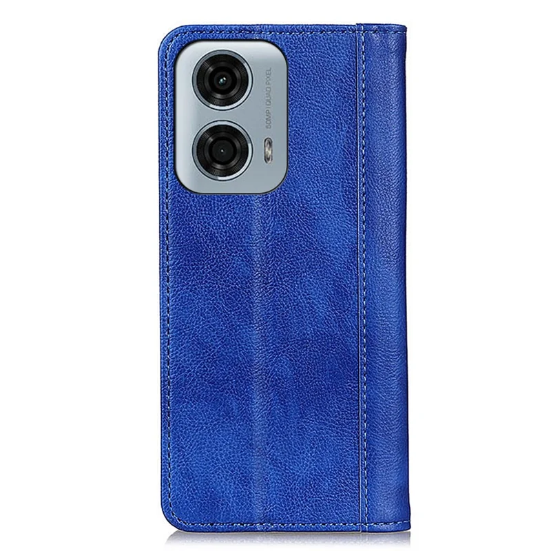 غطاء هاتف بتصميم محفظة من جلد مقسّط بملمس تفاح الشمندر لجهاز Motorola Moto G45 5G / G34 5G - أزرق