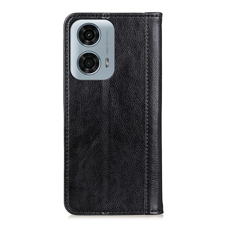 Pour Motorola Moto E14 4G / G04 4G / G04s 4G / G24 4G Étui en cuir fendu Porte-monnaie Couverture magnétique de fermeture - Noir