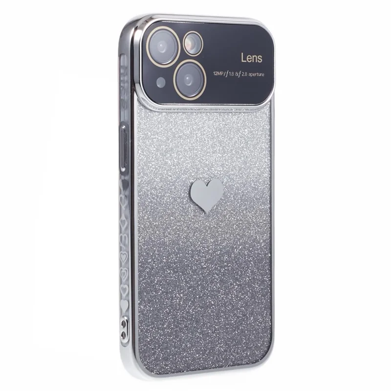 For iPhone 15 TPU Case Sparkly Glitter Electroplating Edge Phone Cover  - Silver
