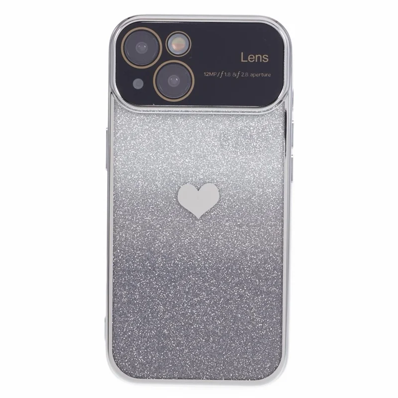 For iPhone 15 TPU Case Sparkly Glitter Electroplating Edge Phone Cover  - Silver