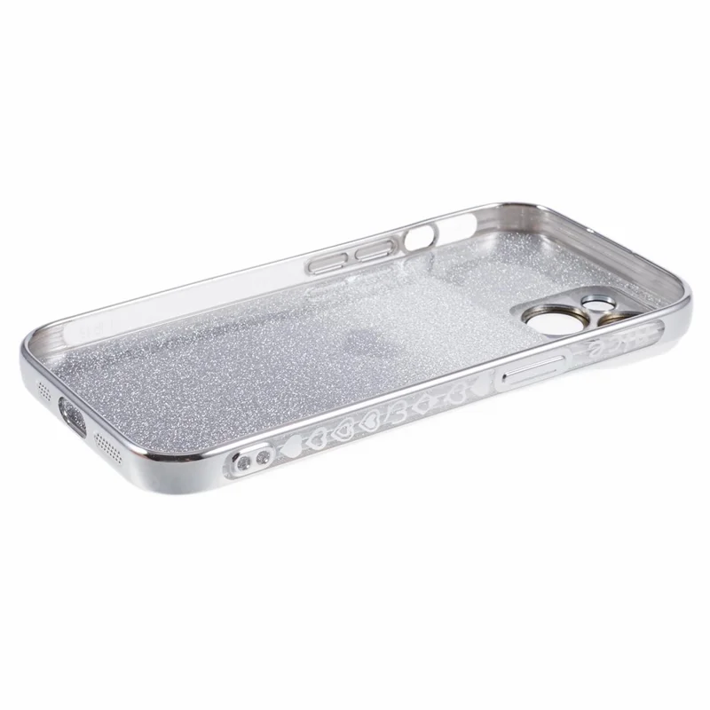 For iPhone 15 TPU Case Sparkly Glitter Electroplating Edge Phone Cover  - Silver