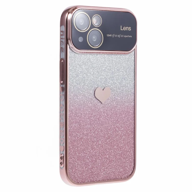 For iPhone 15 TPU Case Sparkly Glitter Electroplating Edge Phone Cover  - Pink