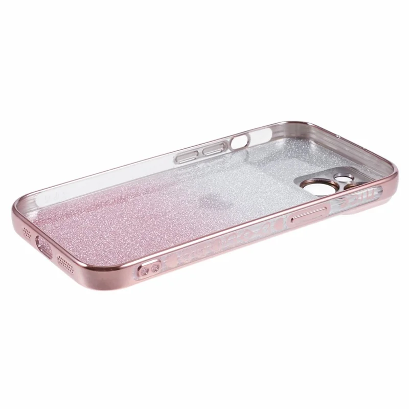 For iPhone 15 TPU Case Sparkly Glitter Electroplating Edge Phone Cover  - Pink