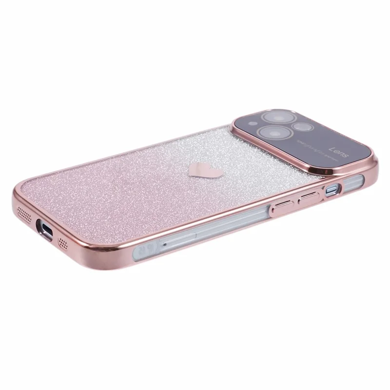 For iPhone 15 TPU Case Sparkly Glitter Electroplating Edge Phone Cover  - Pink