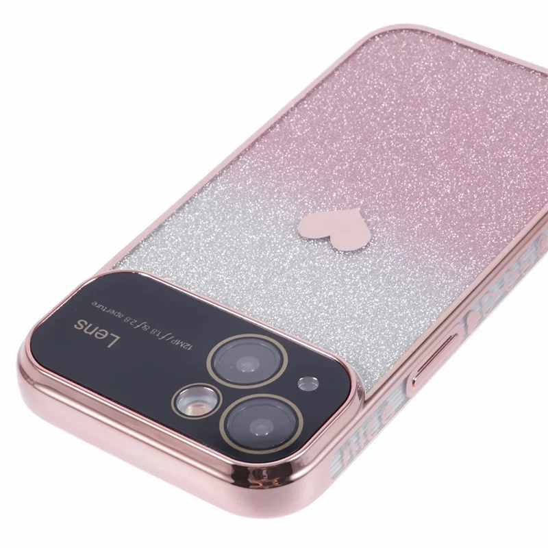 For iPhone 15 TPU Case Sparkly Glitter Electroplating Edge Phone Cover  - Pink