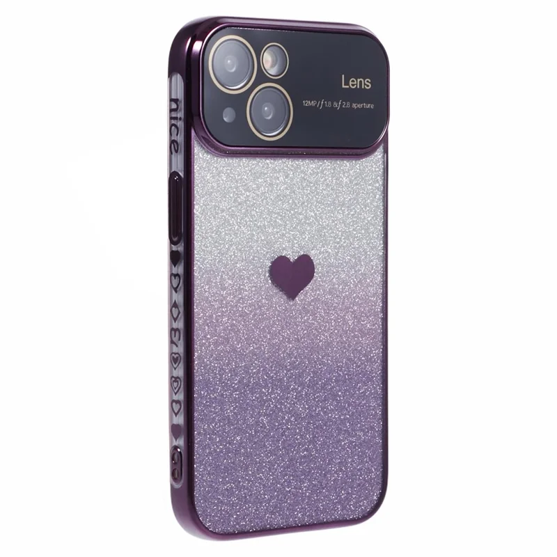 For iPhone 15 TPU Case Sparkly Glitter Electroplating Edge Phone Cover  - Dark Purple