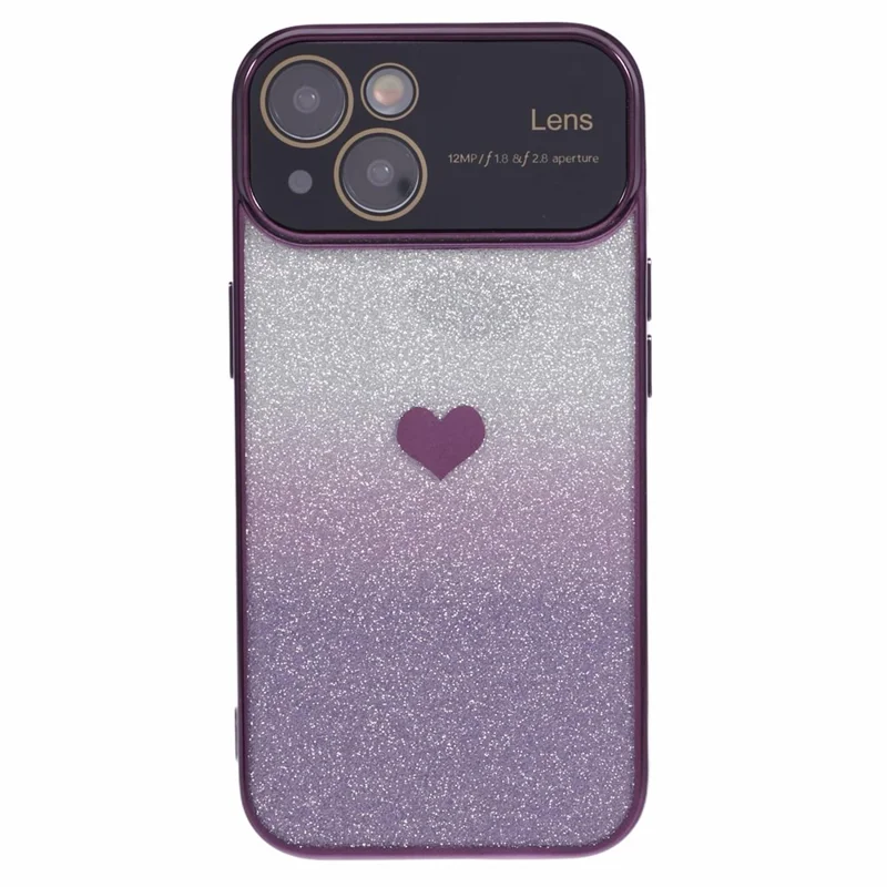 For iPhone 15 TPU Case Sparkly Glitter Electroplating Edge Phone Cover  - Dark Purple