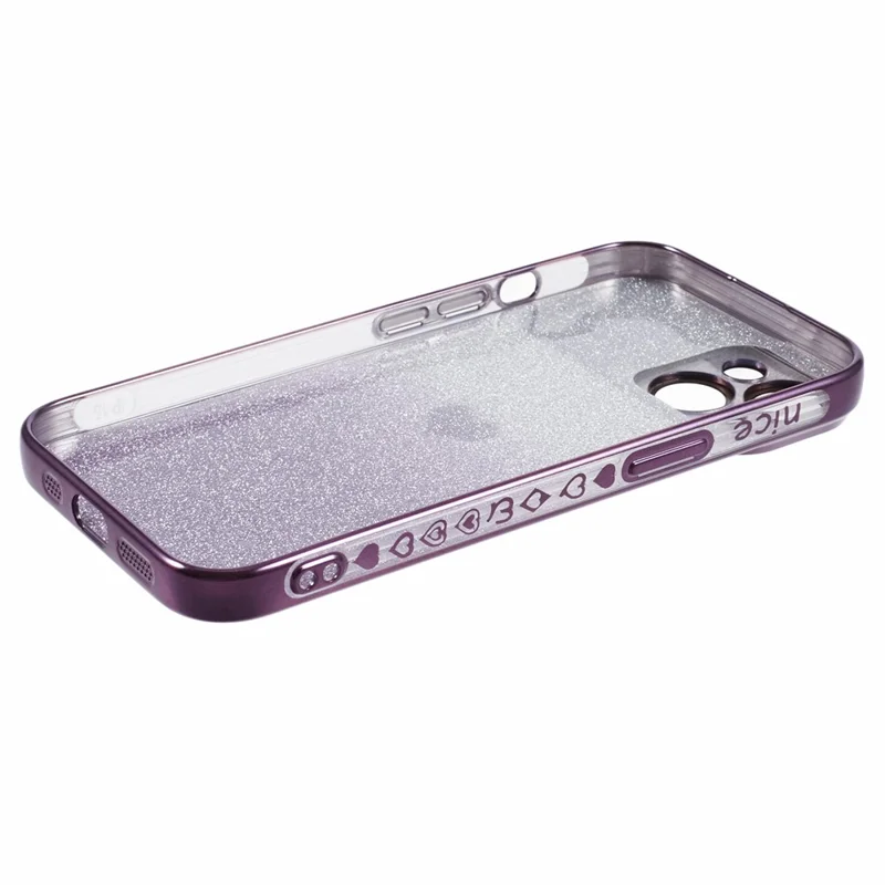 For iPhone 15 TPU Case Sparkly Glitter Electroplating Edge Phone Cover  - Dark Purple