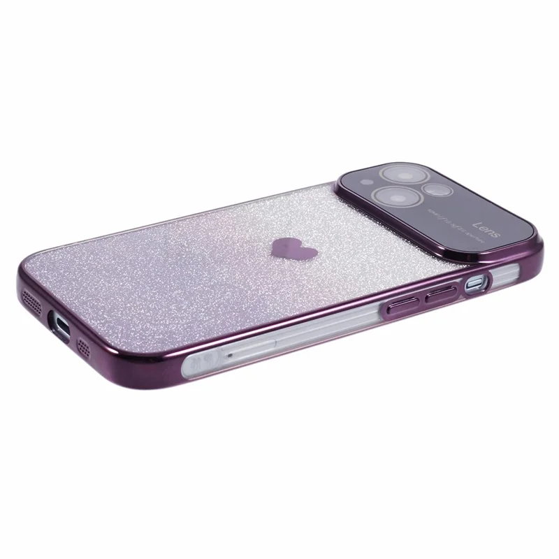 For iPhone 15 TPU Case Sparkly Glitter Electroplating Edge Phone Cover  - Dark Purple