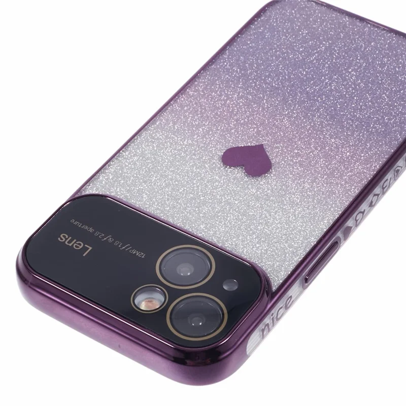 For iPhone 15 TPU Case Sparkly Glitter Electroplating Edge Phone Cover  - Dark Purple