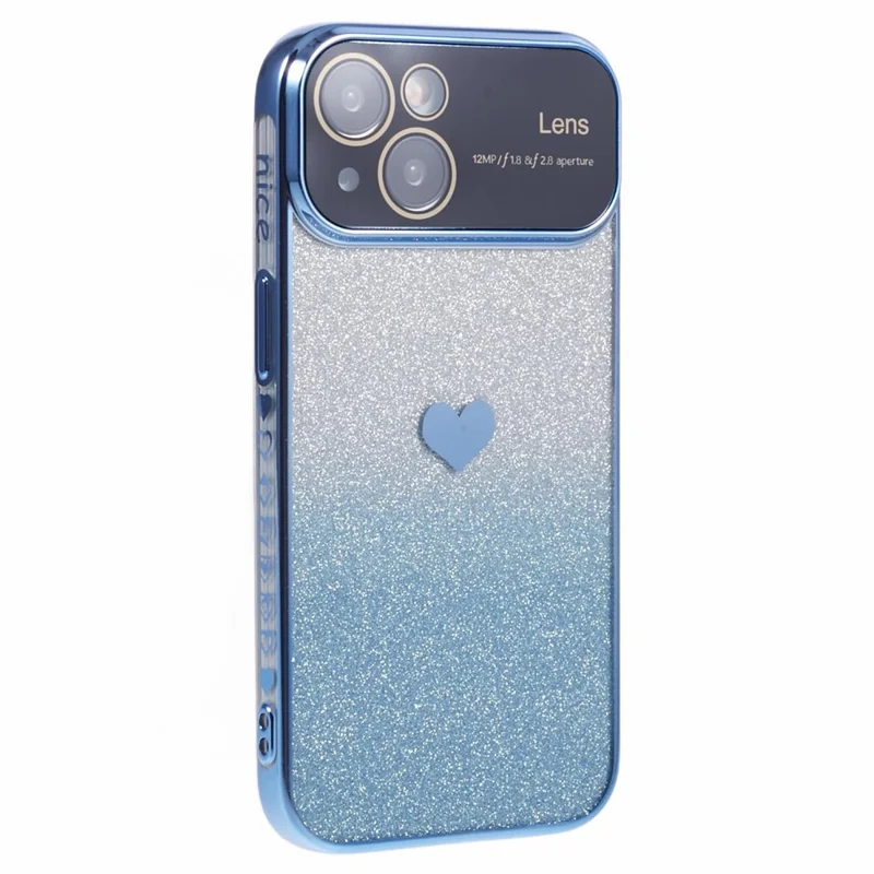 Für iPhone 15 TPU-Hülle mit glitzernden Glitzer, Elektroplating-Kante, Handyhülle - Blau