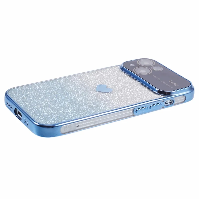 Für iPhone 15 TPU-Hülle mit glitzernden Glitzer, Elektroplating-Kante, Handyhülle - Blau