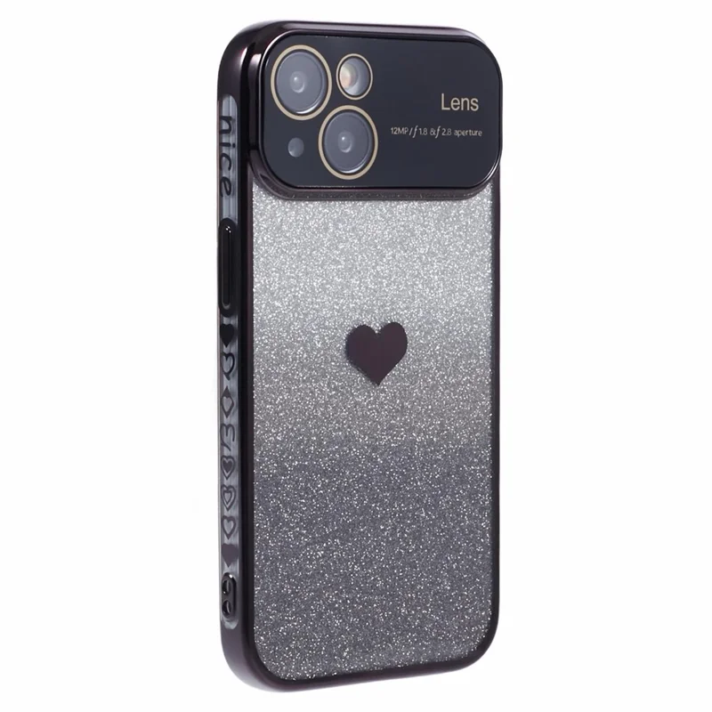 For iPhone 15 TPU Case Sparkly Glitter Electroplating Edge Phone Cover  - Black