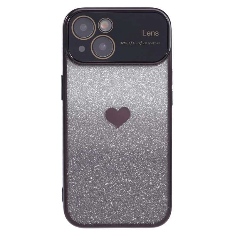 For iPhone 15 TPU Case Sparkly Glitter Electroplating Edge Phone Cover  - Black