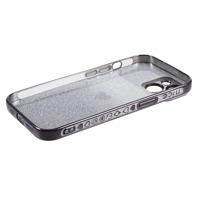 For iPhone 15 TPU Case Sparkly Glitter Electroplating Edge Phone Cover  - Black