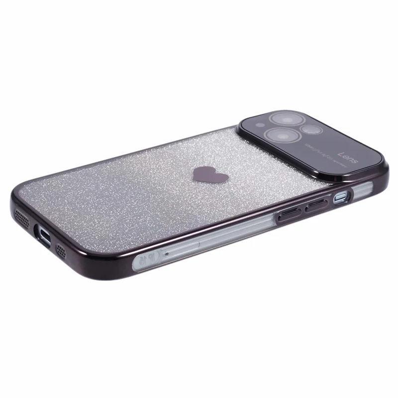 For iPhone 15 TPU Case Sparkly Glitter Electroplating Edge Phone Cover  - Black