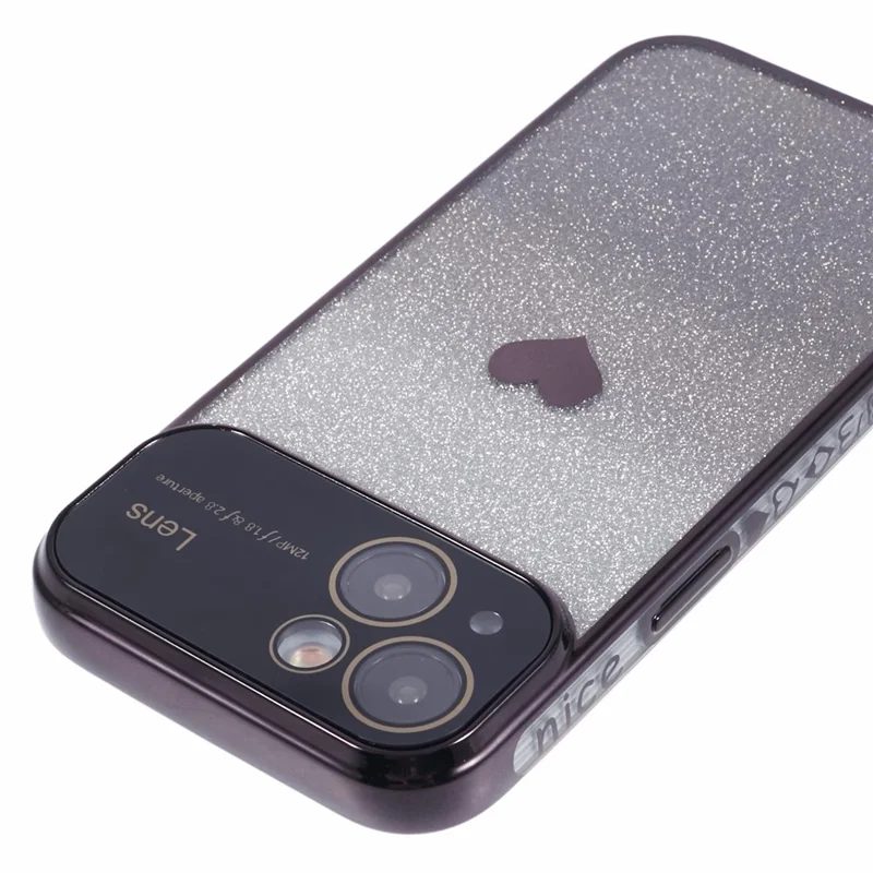 For iPhone 15 TPU Case Sparkly Glitter Electroplating Edge Phone Cover  - Black