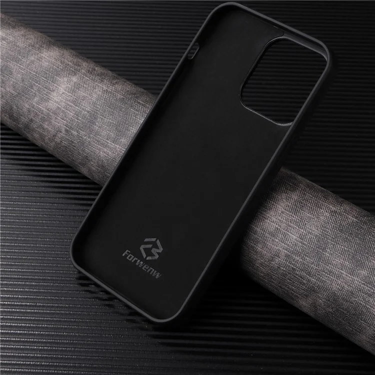 FORWENW F5 Series For iPhone 15 Pro Case Card Holder Leather+TPU Phone Cover - Marrón