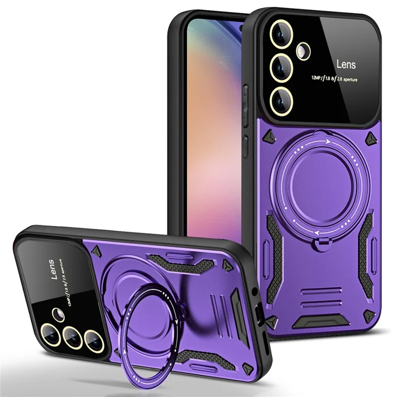 For Samsung Galaxy S23 FE Kickstand Case PC+TPU Phone Cover Magnetic Case - Purple