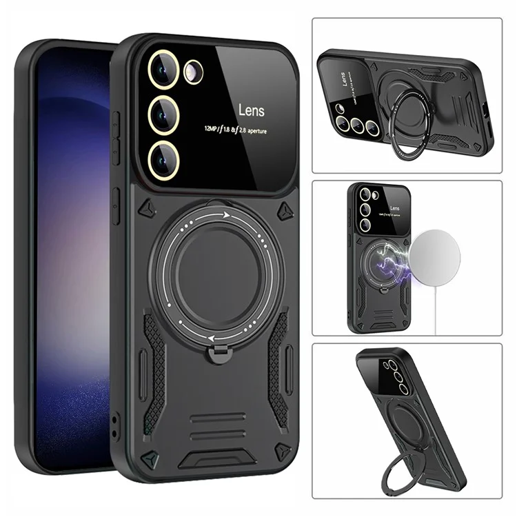 For Samsung Galaxy S21 FE 5G Case Compatible with MagSafe PC+TPU Kickstand Phone Cover - Blue
