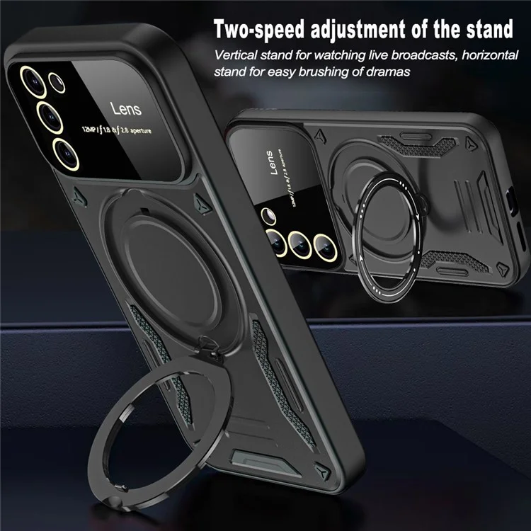 For Samsung Galaxy S21 FE 5G Case Compatible with MagSafe PC+TPU Kickstand Phone Cover - Blue
