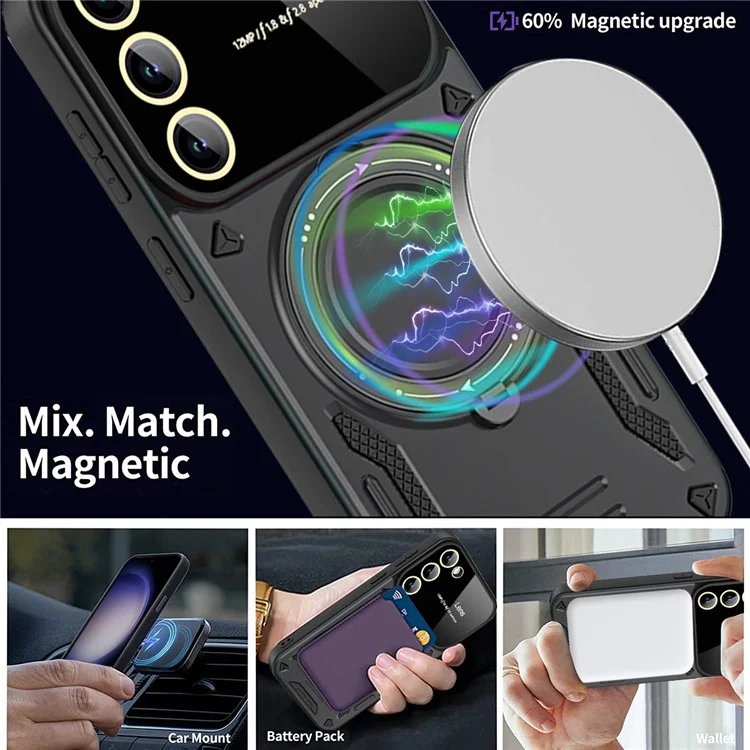 For Samsung Galaxy S21 FE 5G Case Compatible with MagSafe PC+TPU Kickstand Phone Cover - Blue