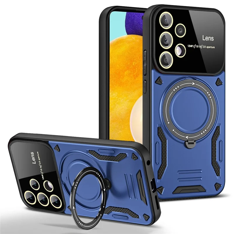 For Samsung Galaxy A32 4G (EU Version) Kickstand Case PC+TPU Phone Cover Magnetic Case - Blue