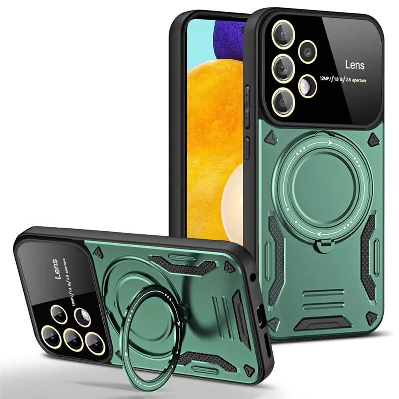 For Samsung Galaxy A32 4G (EU Version) Kickstand Case PC+TPU Phone Cover Magnetic Case - Green