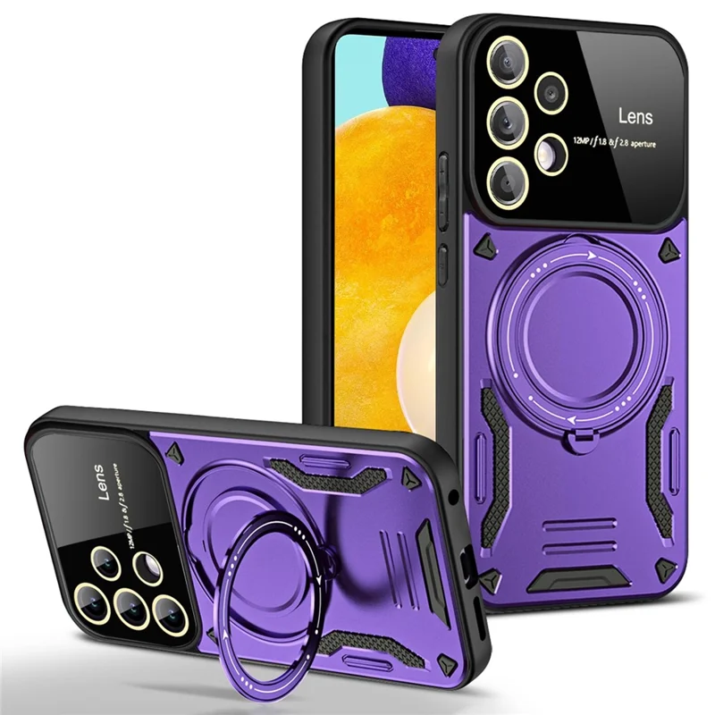 For Samsung Galaxy A32 4G (EU Version) Kickstand Case PC+TPU Phone Cover Magnetic Case - Purple