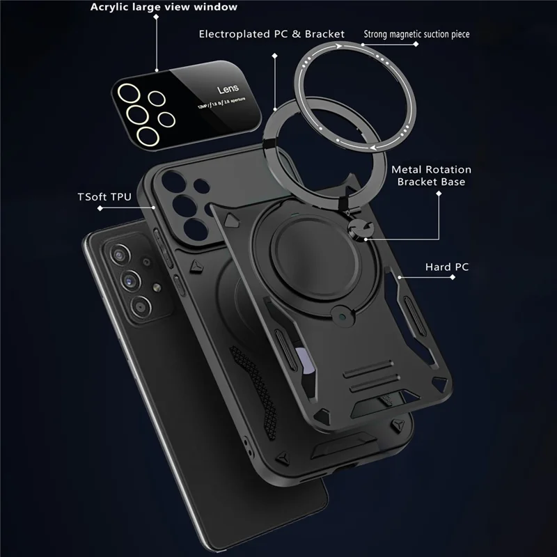 For Samsung Galaxy A32 4G (EU Version) Kickstand Case PC+TPU Phone Cover Magnetic Case - Purple