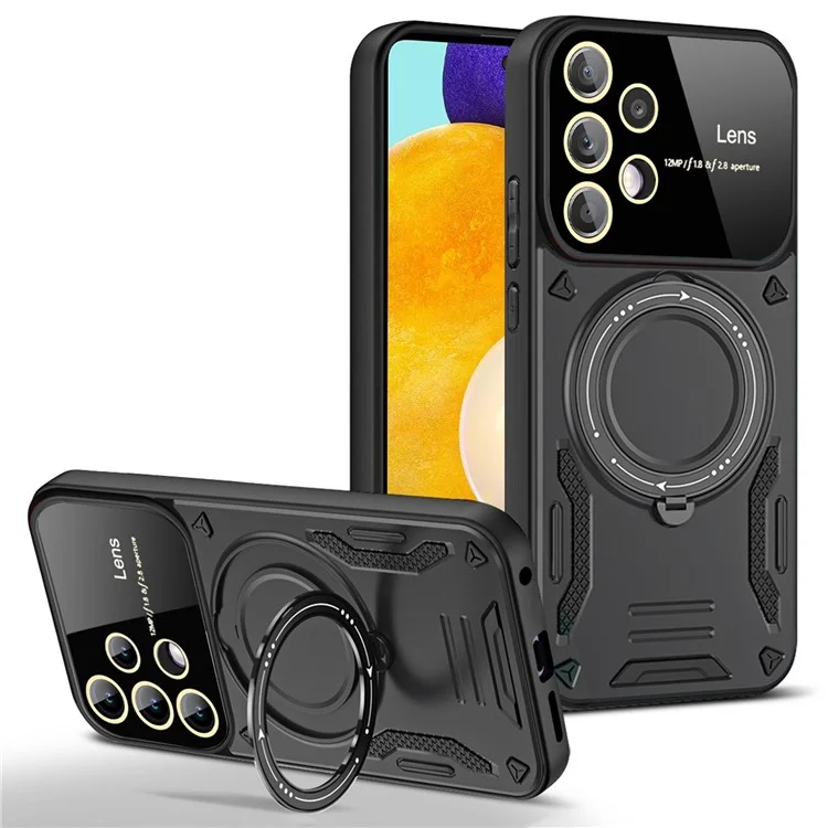 For Samsung Galaxy A33 5G PC+TPU Case Kickstand Phone Cover Compatible with MagSafe - Black
