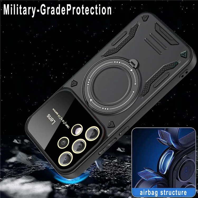 For Samsung Galaxy A33 5G PC+TPU Case Kickstand Phone Cover Compatible with MagSafe - Black