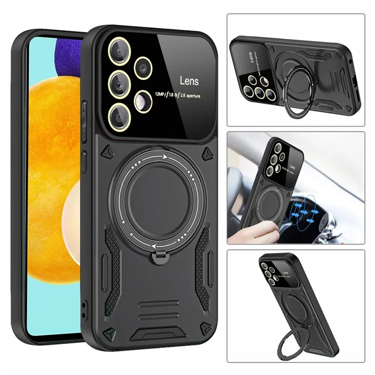 For Samsung Galaxy A32 5G / M32 5G Slim Case Kickstand PC+TPU Phone Shell Compatible with MagSafe - Black