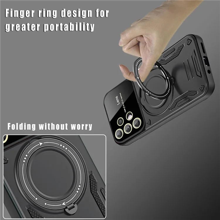 For Samsung Galaxy A32 5G / M32 5G Slim Case Kickstand PC+TPU Phone Shell Compatible with MagSafe - Black