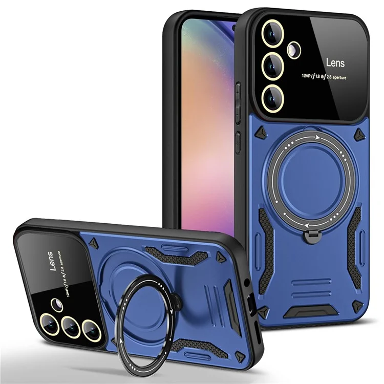 Étui compatible avec Samsung Galaxy S24+ pour MagSafe PC+TPU avec support - Bleu