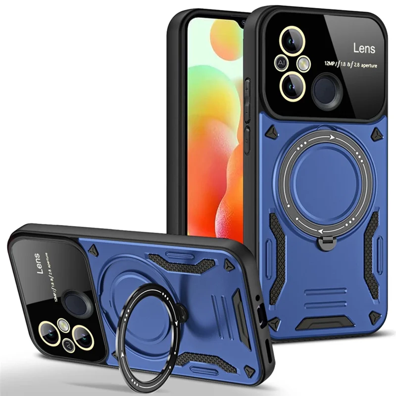 For Xiaomi Redmi 12C 4G / 11A 4G Magnetic Case PC+TPU Kickstand Cover - Blue