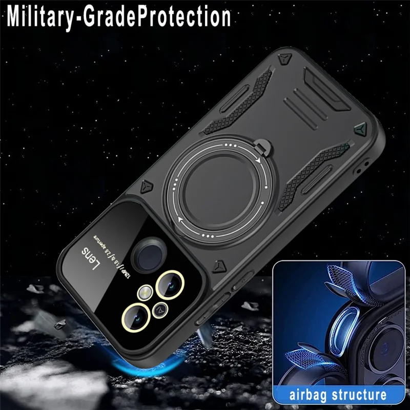 For Xiaomi Redmi 12C 4G / 11A 4G Magnetic Case PC+TPU Kickstand Cover - Blue