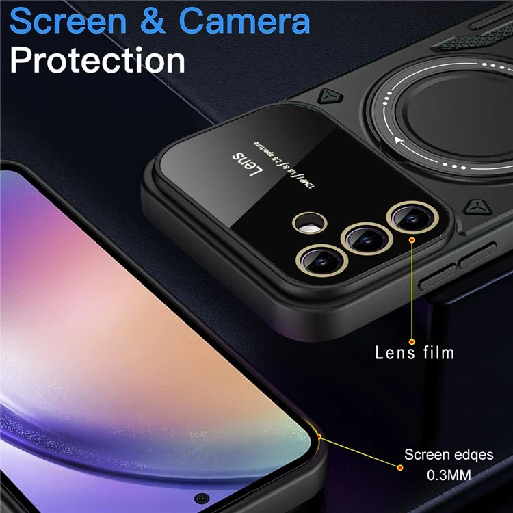 For Samsung Galaxy S24 Magnetic Case Compatible with MagSafe Kickstand PC+TPU Cover - Black