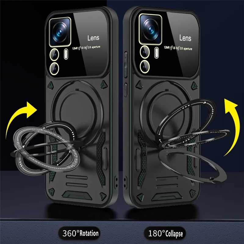 For Xiaomi 12T 5G / 12T Pro 5G / Redmi K50 Ultra Magnetic Case Rotating Kickstand PC+TPU Phone Cover - Red