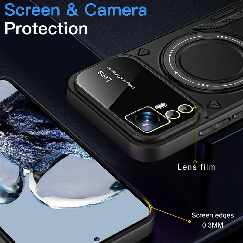 For Xiaomi 12T 5G / 12T Pro 5G / Redmi K50 Ultra Magnetic Case Rotating Kickstand PC+TPU Phone Cover - Red