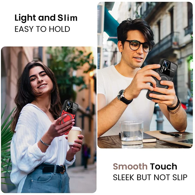 For Xiaomi 12T 5G / 12T Pro 5G / Redmi K50 Ultra Magnetic Case Rotating Kickstand PC+TPU Phone Cover - Red