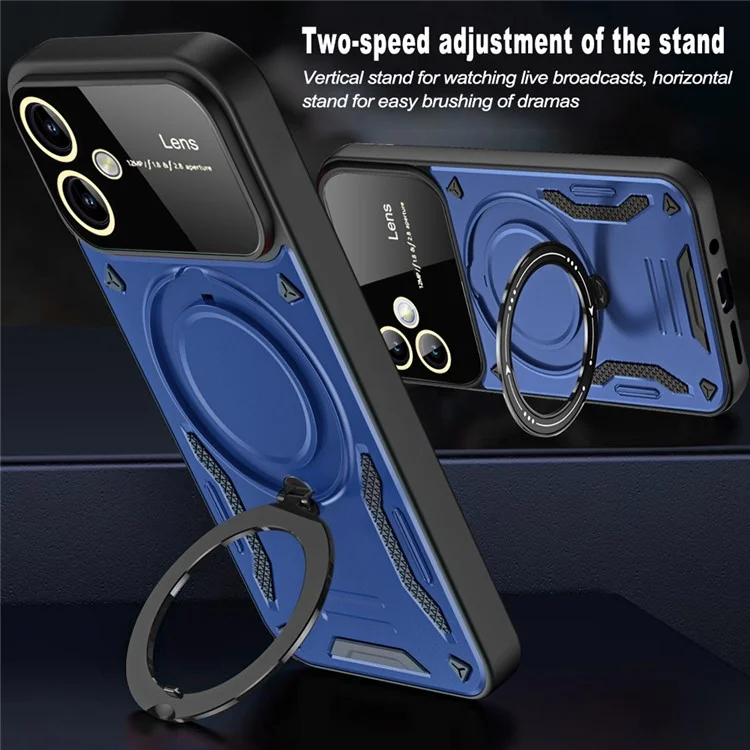 For Samsung Galaxy A05 4G Phone Case Compatible with MagSafe PC+TPU Kickstand Cover - Blue