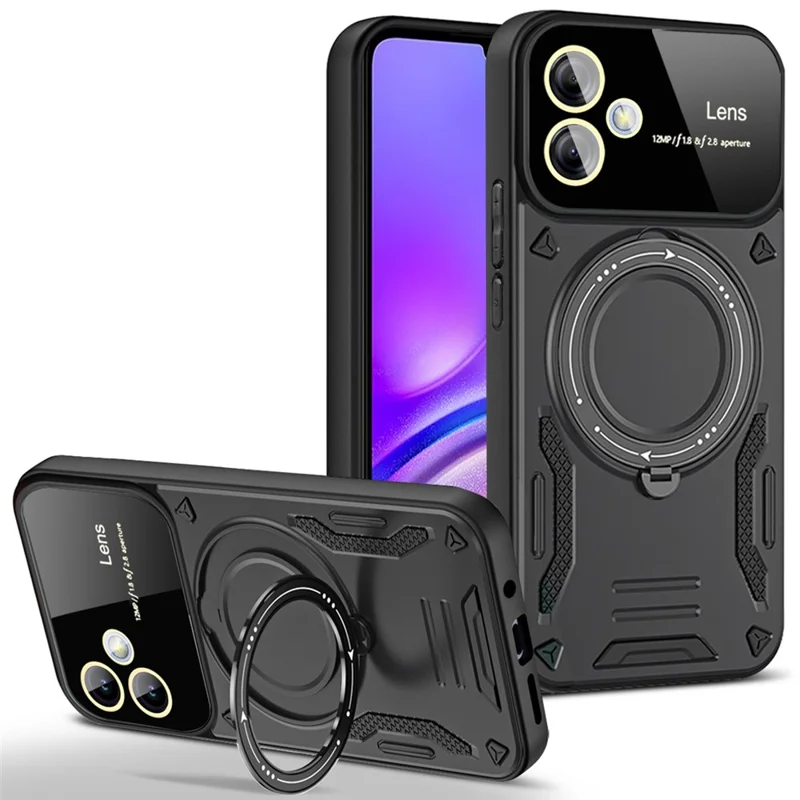For Samsung Galaxy A05 4G Phone Case Magnetic Case PC+TPU Kickstand Cover - Black
