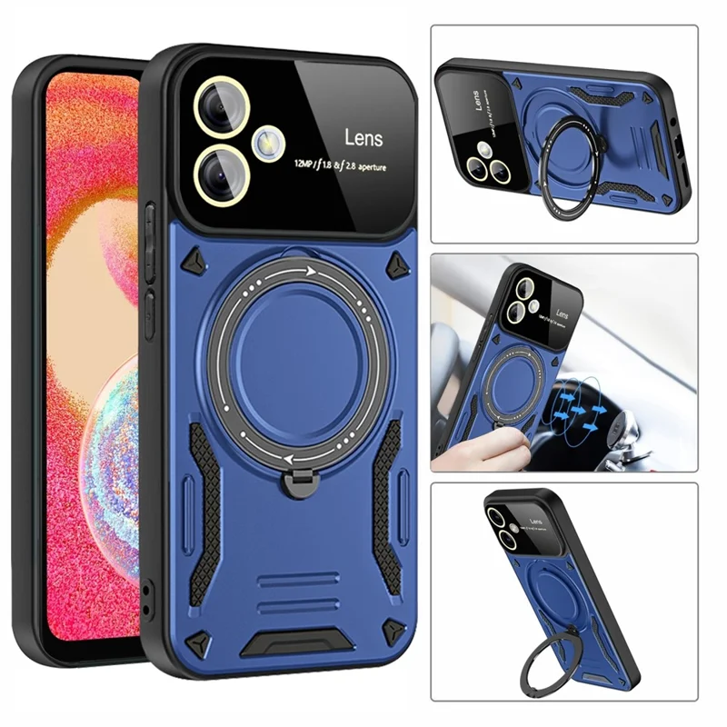 For Samsung Galaxy A05 4G Phone Case Magnetic Case PC+TPU Kickstand Cover - Black
